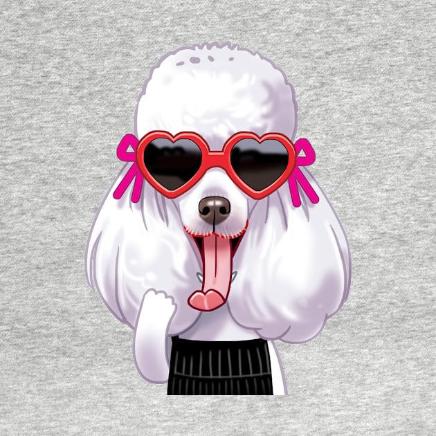 White Poodle Wearing Glasses by Toss4Pon